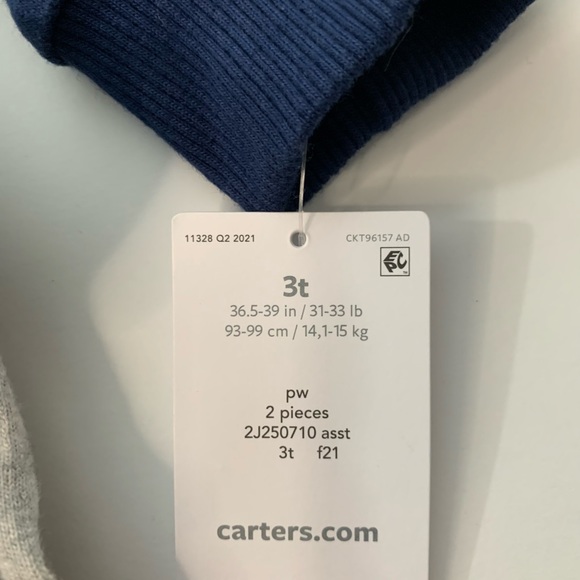 Carters Fox 2 piece set navy blue/ gray Various size - Picture 6 of 12